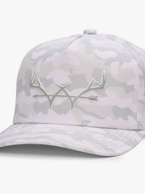 White Camo Trucker Hat with Antler Arrow Logo